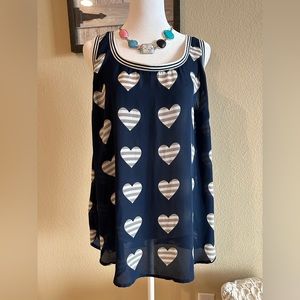 Torrid Women’s Heart Shaped Sheer Sleeveless Blouse (altered blouse) - Size L
